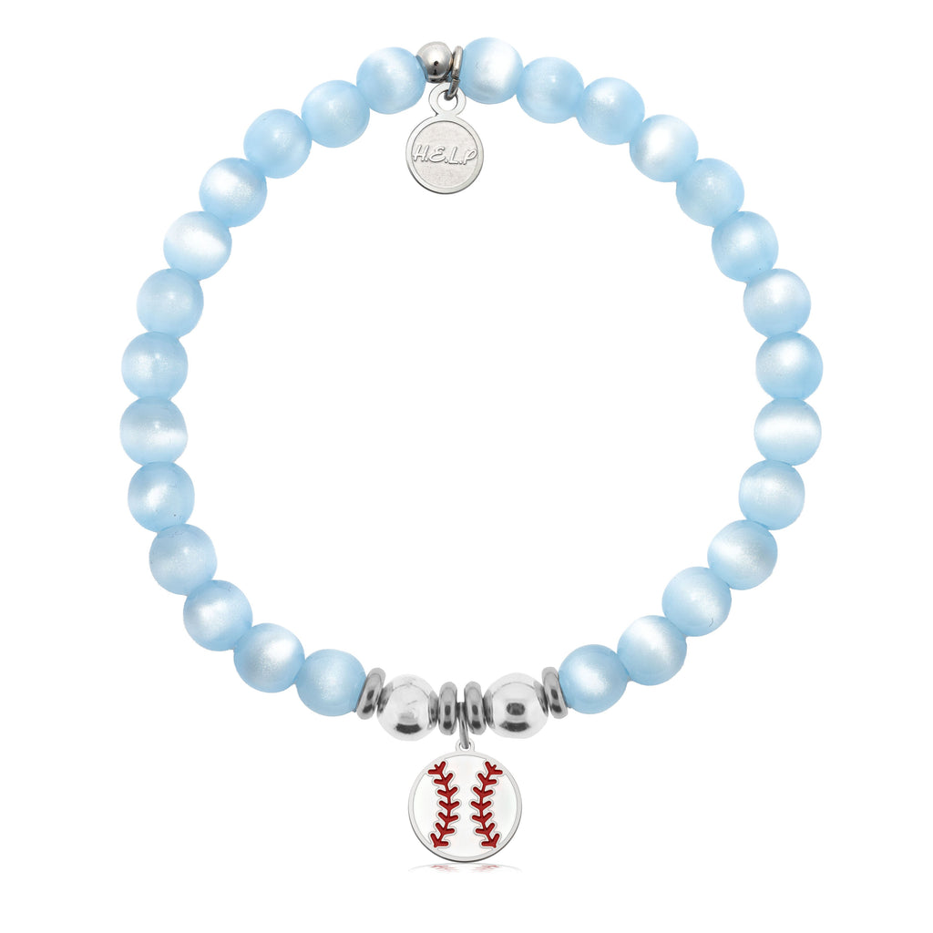 HELP by TJ Baseball Charm with Blue Selenite Charity Bracelet