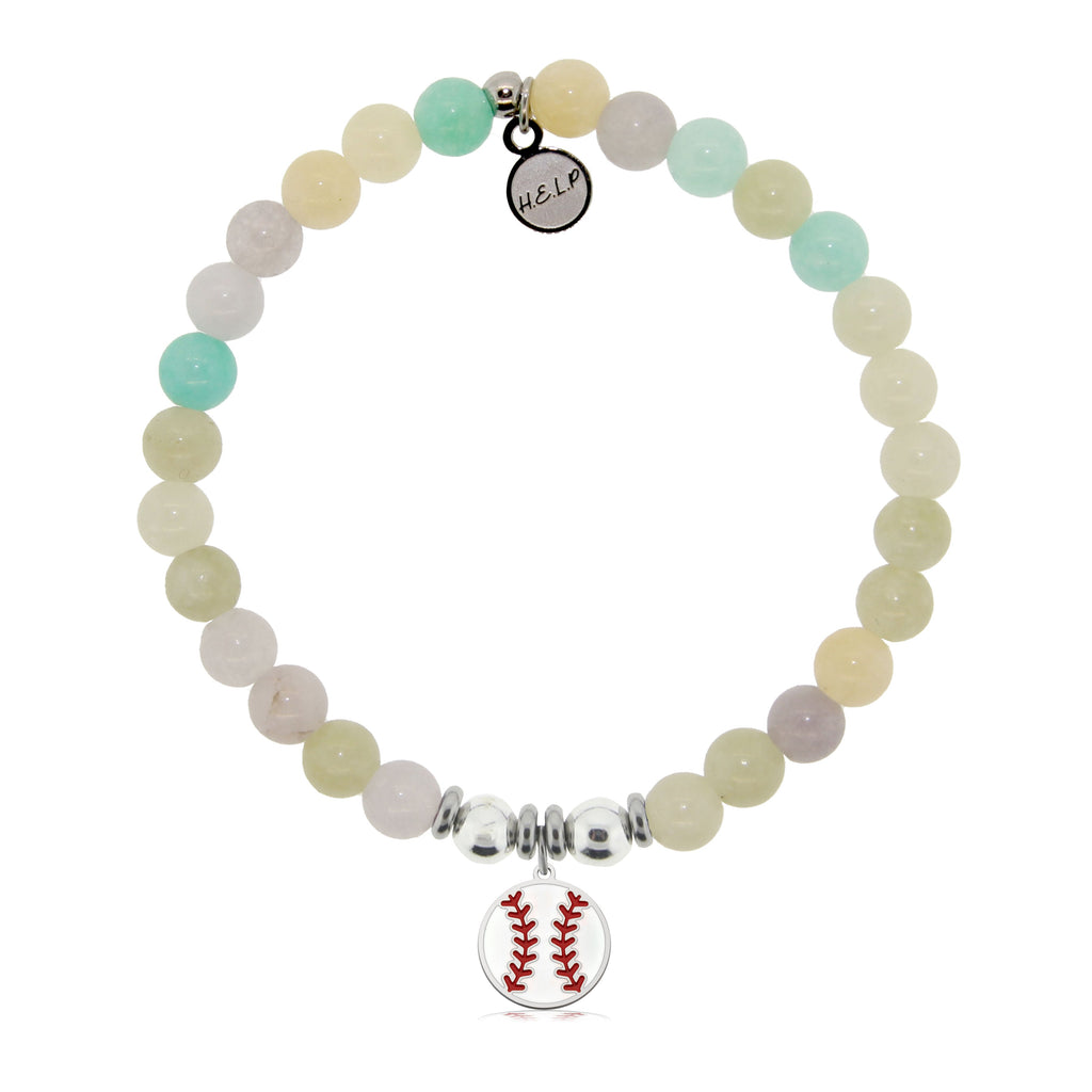 HELP by TJ Baseball Charm with Green Yellow Jade Charity Bracelet