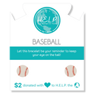 HELP by TJ Baseball Charm with Pink Glass Shimmer Charity Bracelet