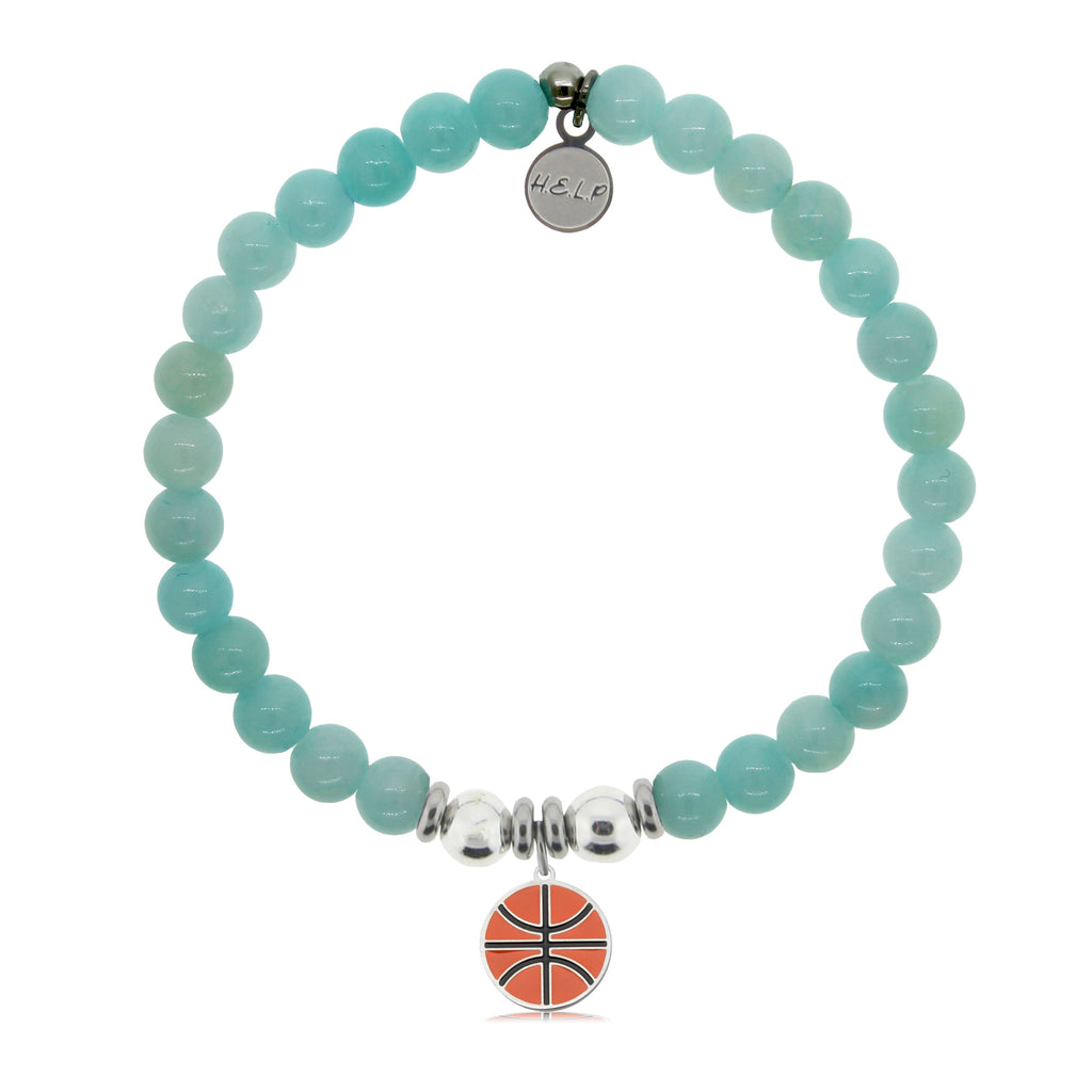 HELP by TJ Basketball Charm with Baby Blue Quartz Charity Bracelet