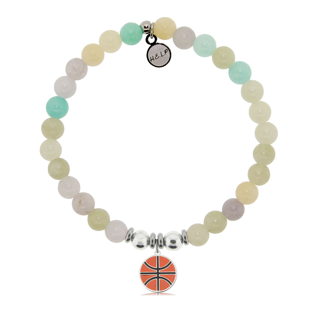 HELP by TJ Basketball Charm with Green Yellow Jade Charity Bracelet