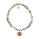 HELP by TJ Basketball Charm with Grey Stripe Agate Charity Bracelet