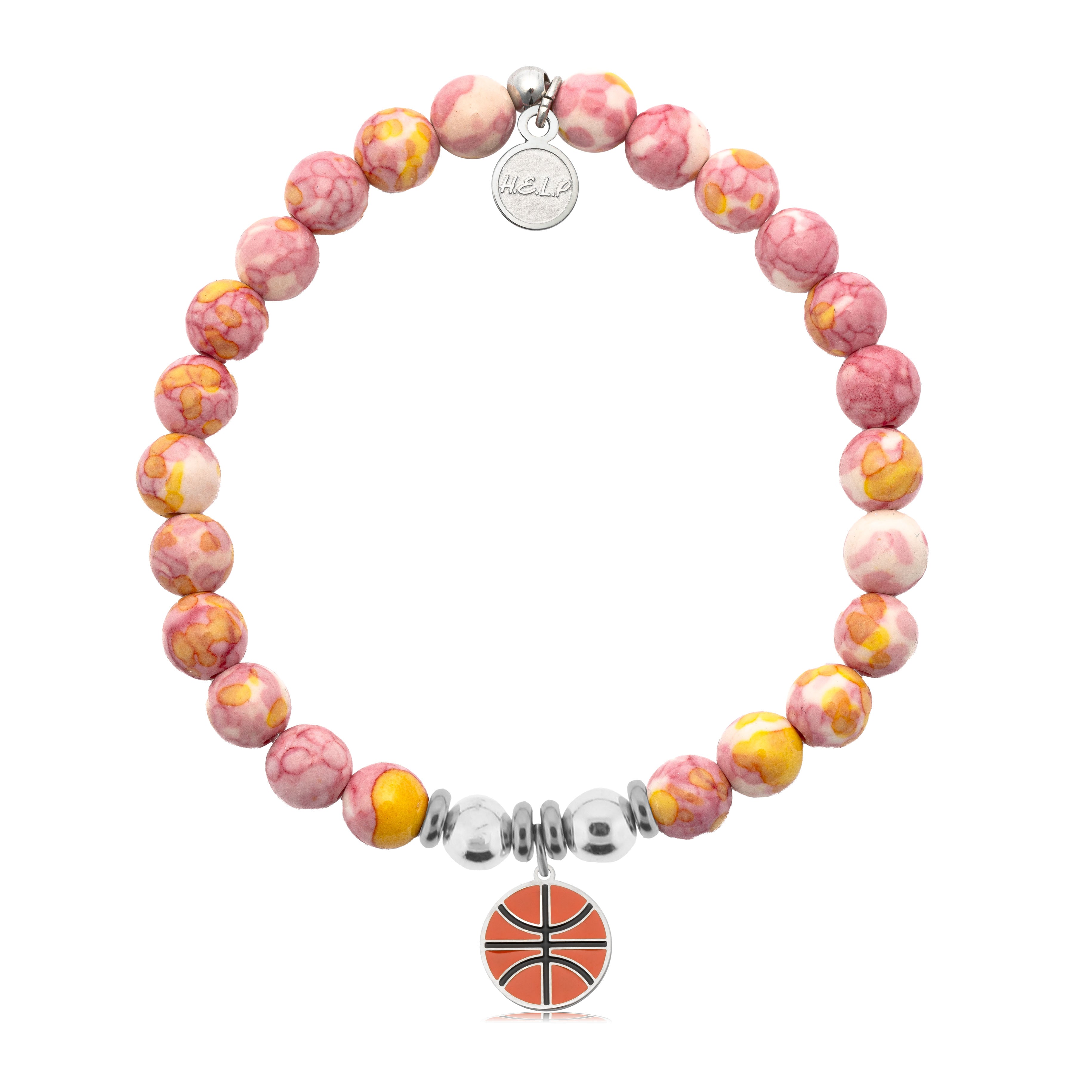 HELP by TJ Basketball Charm with Lemonade Jade Charity Bracelet