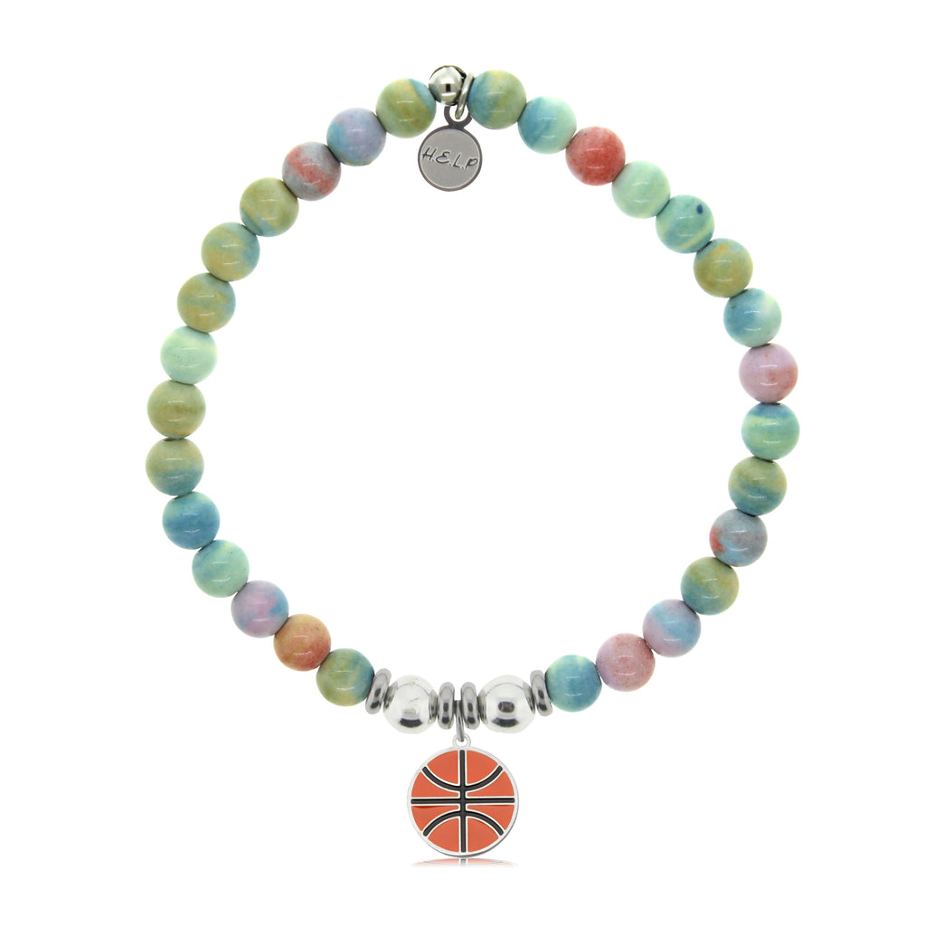 HELP by TJ Basketball Charm with Pastel Magnesite Charity Bracelet
