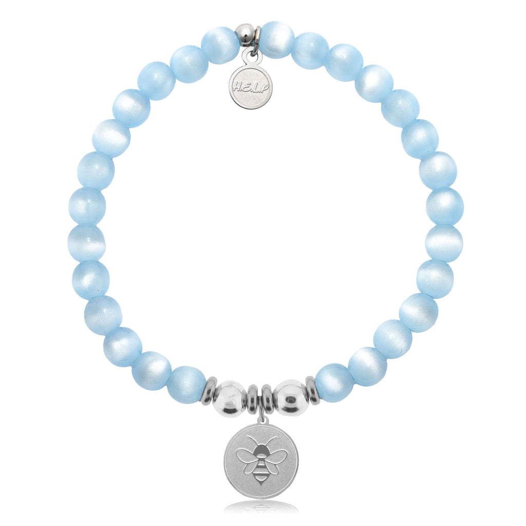 HELP by TJ Bee Charm with Blue Selenite Charity Bracelet