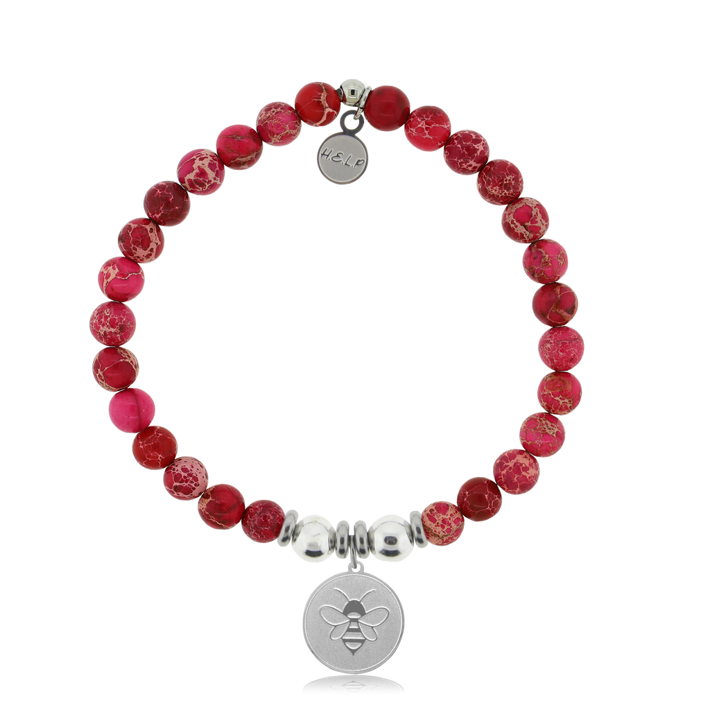 HELP by TJ Bee Charm with Cranberry Jasper Charity Bracelet