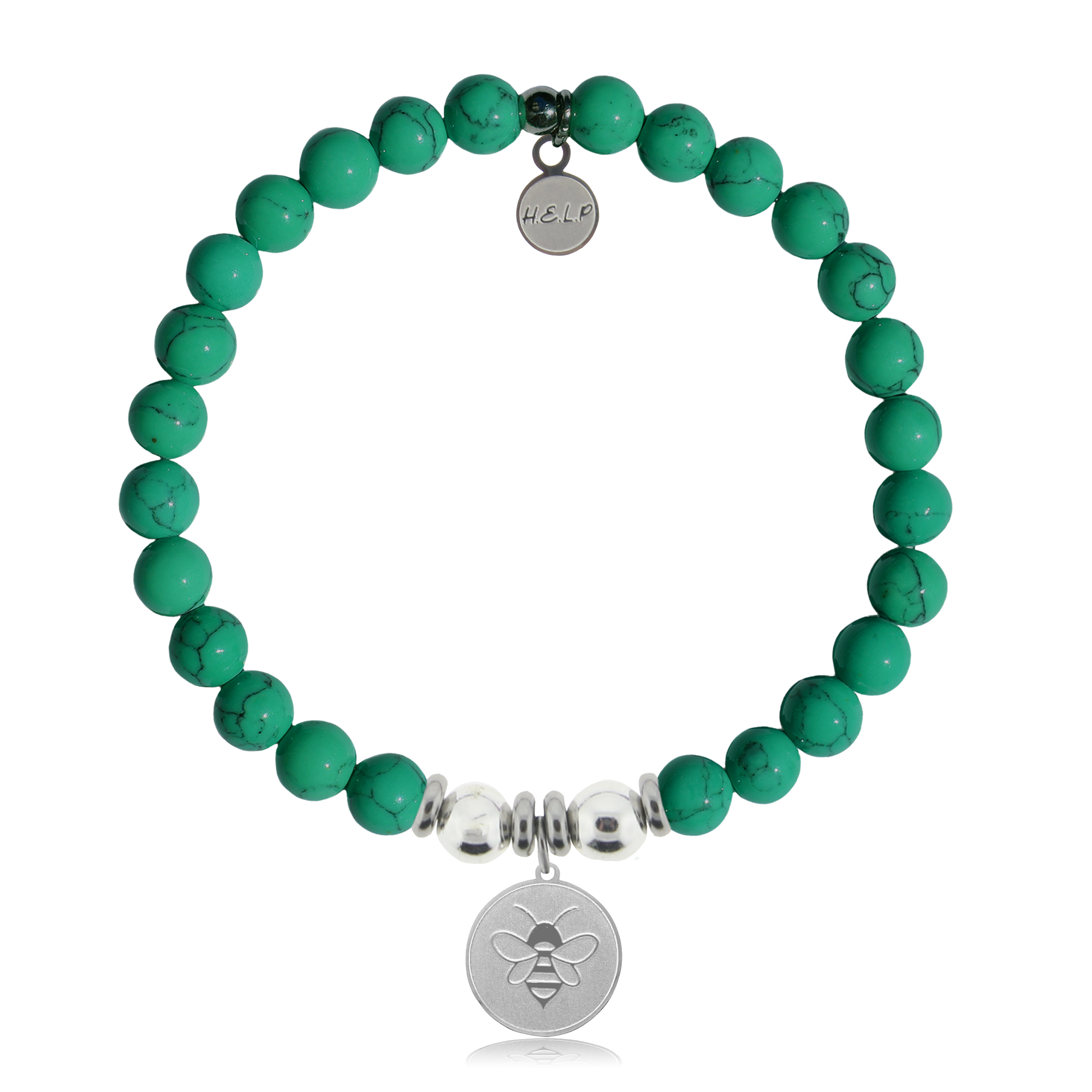 HELP by TJ Bee Charm with Green Howlite Charity Bracelet