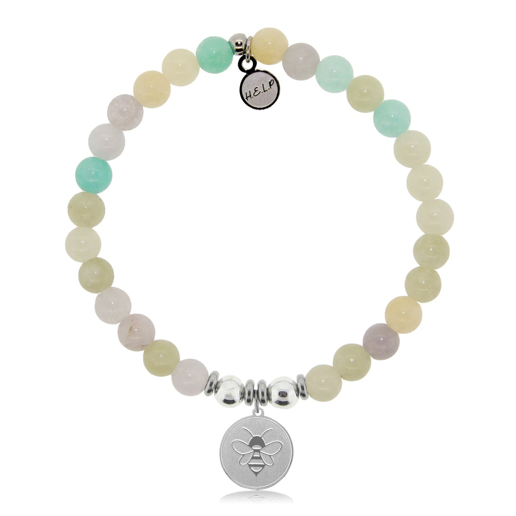 HELP by TJ Bee Charm with Green Yellow Jade Charity Bracelet