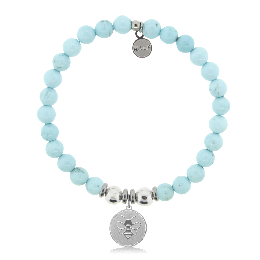 HELP by TJ Bee Charm with Larimar Magnesite Charity Bracelet