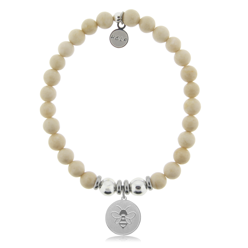 HELP by TJ Bee Charm with Riverstone Beads Charity Bracelet