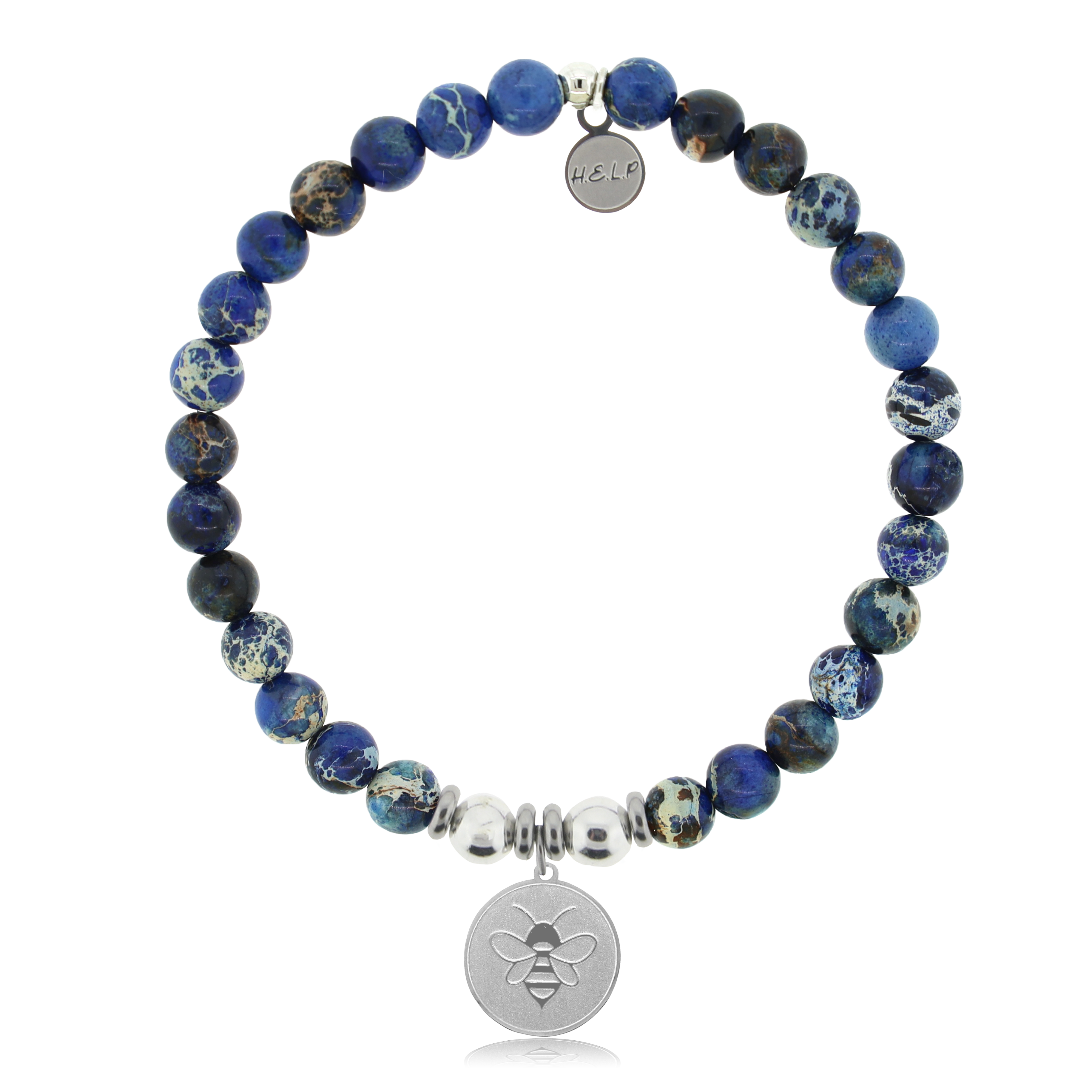 HELP by TJ Bee Charm with Royal Blue Jasper Charity Bracelet