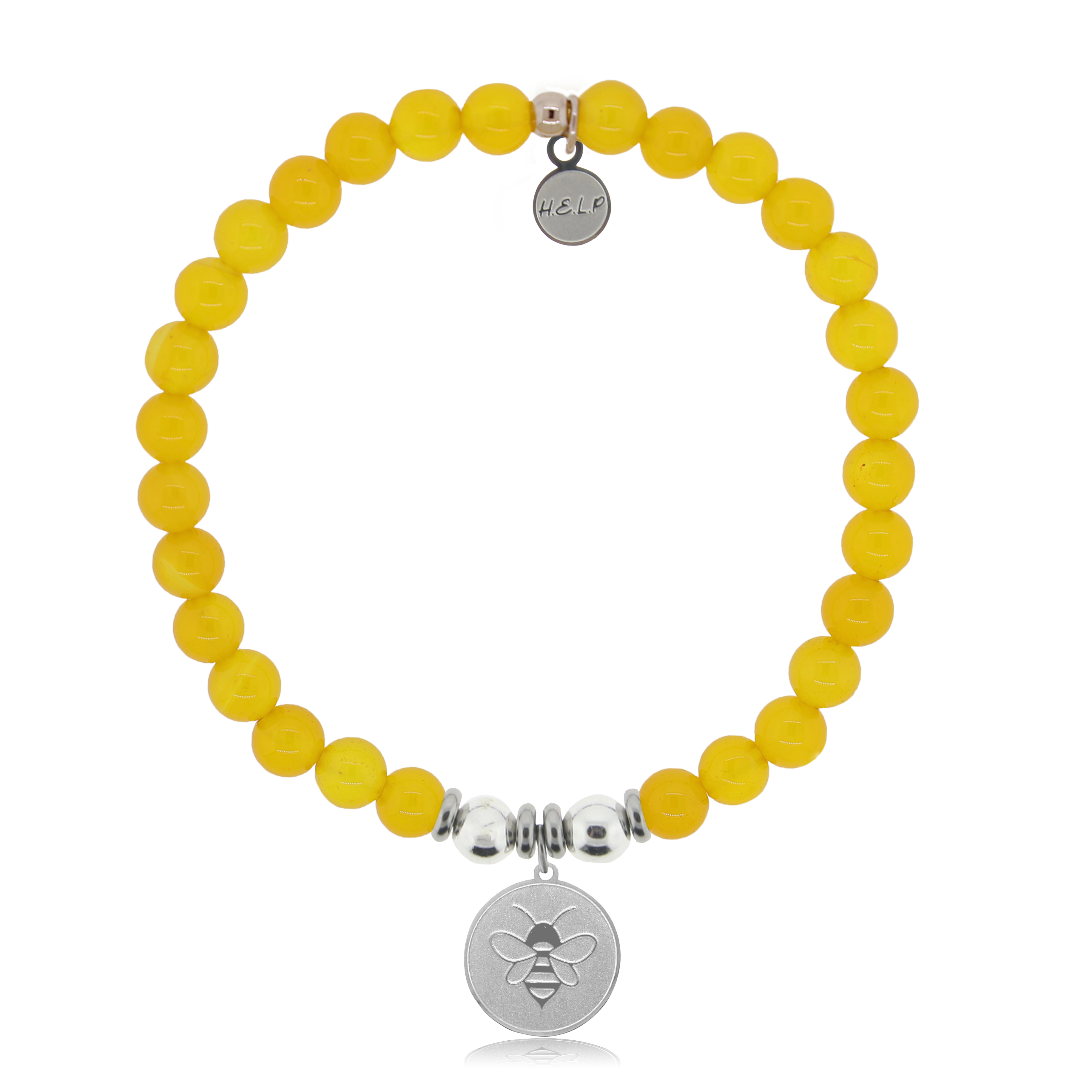 HELP by TJ Bee Charm with Yellow Agate Charity Bracelet