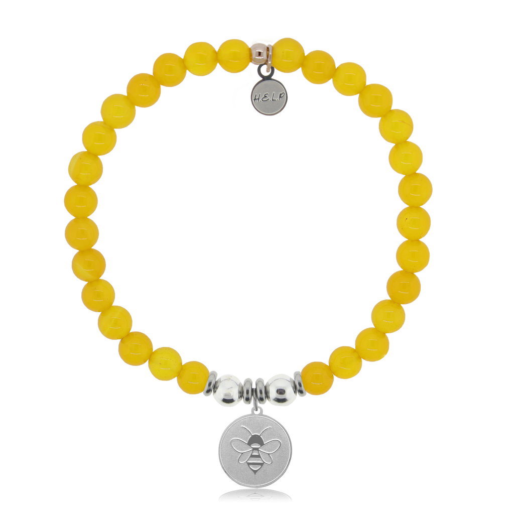 HELP by TJ Bee Charm with Yellow Agate Charity Bracelet