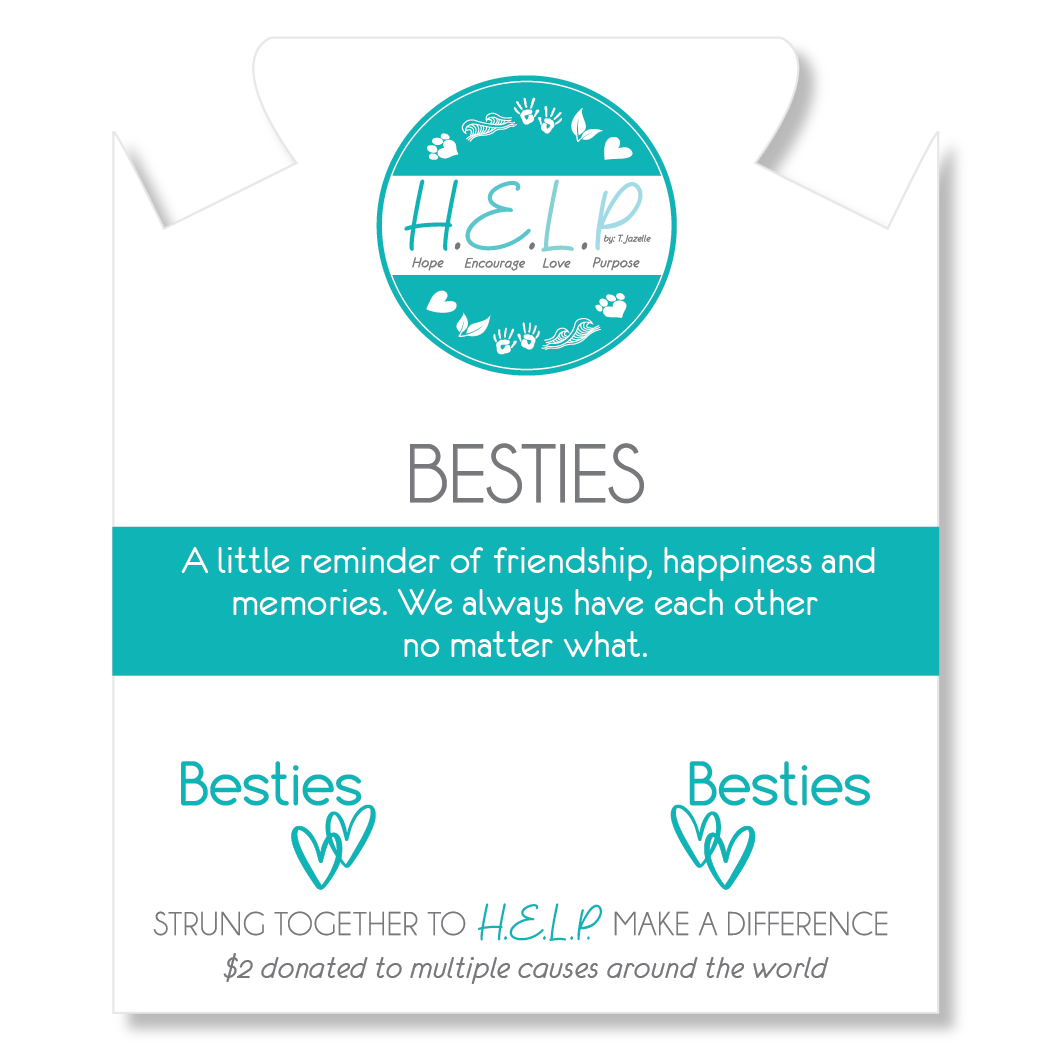 HELP by TJ Bestie Charm with Blue Glass Shimmer Charity Bracelet