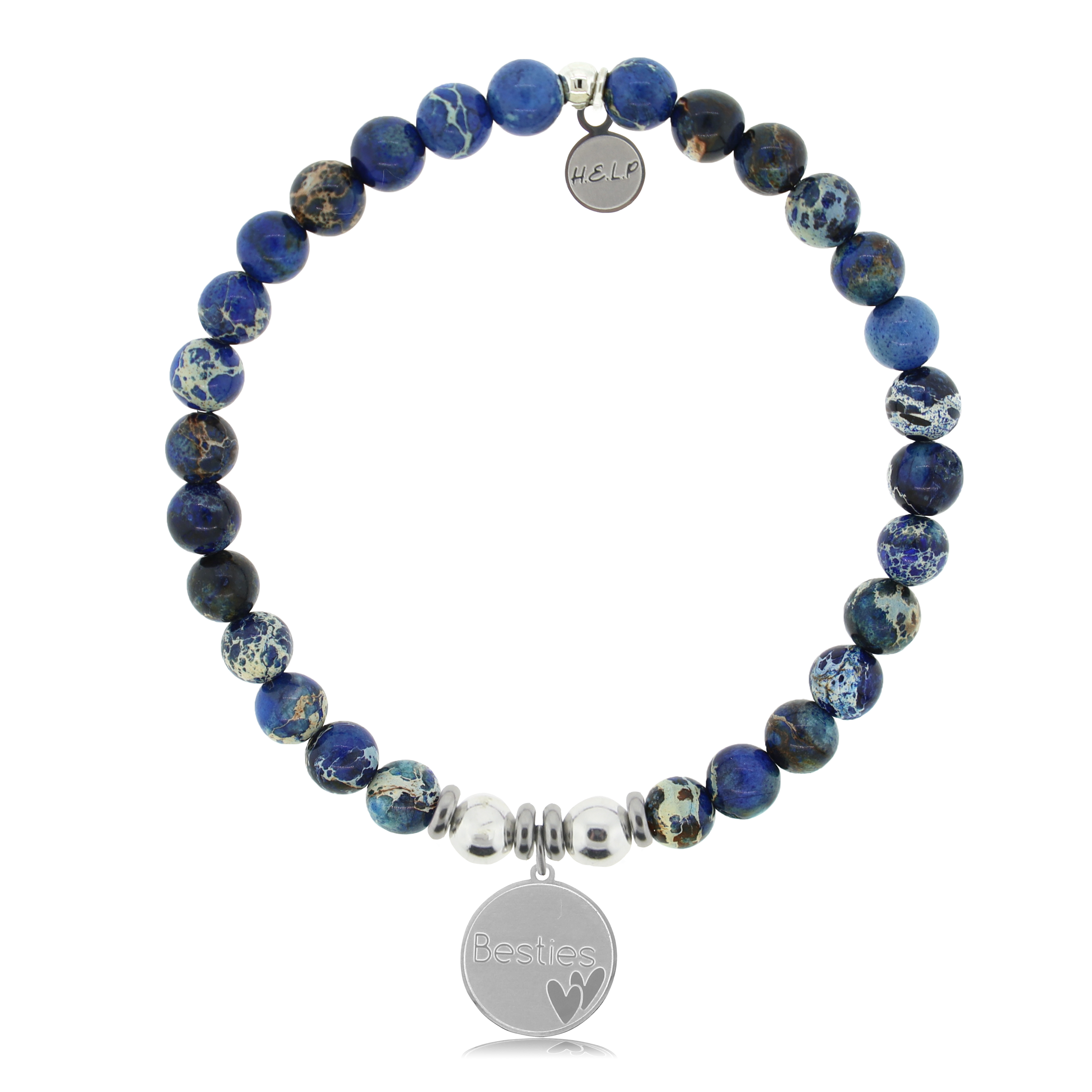 HELP by TJ Bestie Charm with Royal Blue Jasper Charity Bracelet