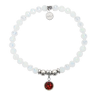 HELP by TJ Birthstone Collection - July Ruby Crystal Charm with White Crystal Charity Bracelet