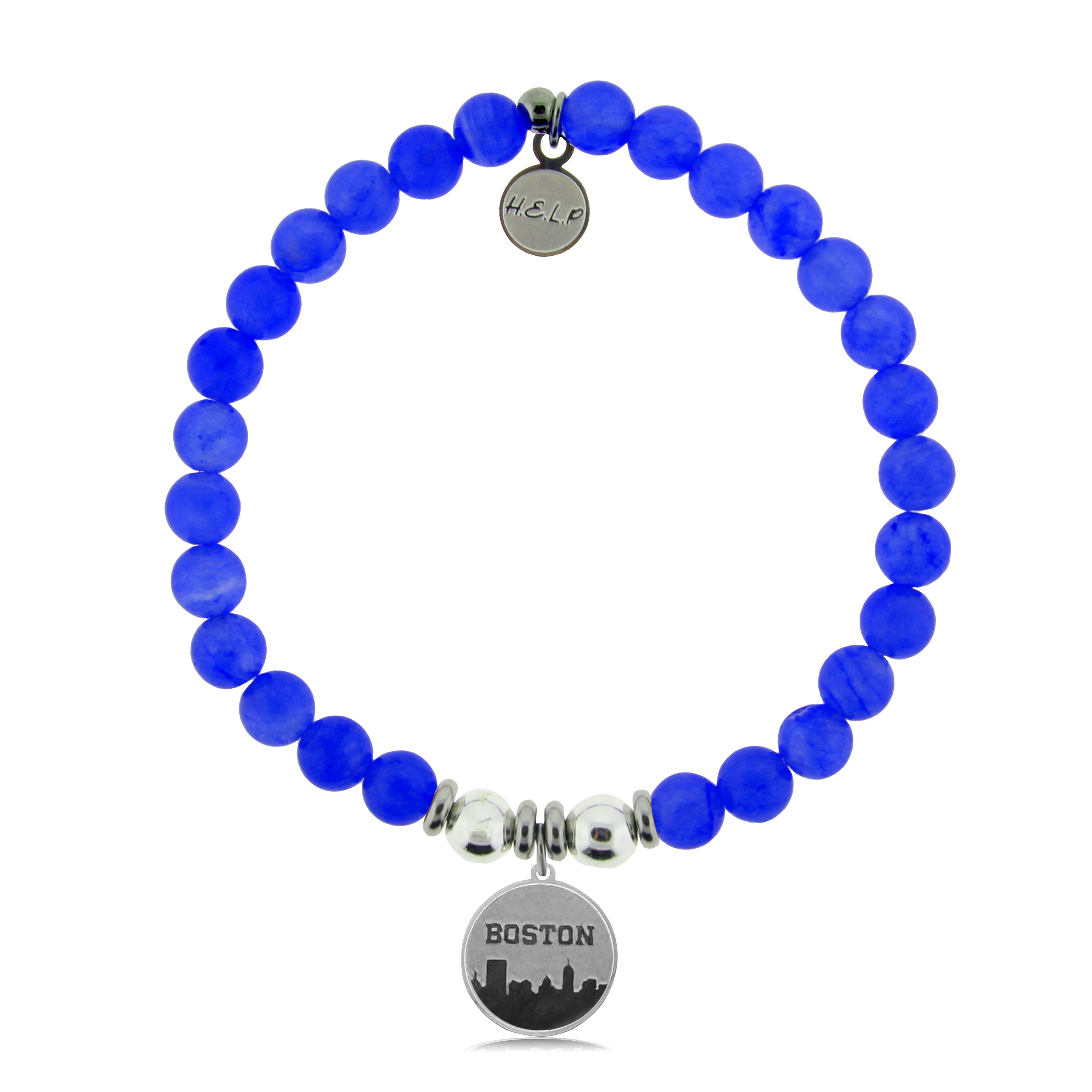 HELP by TJ Boston Strong Charm with Blue Agate Charity Bracelet