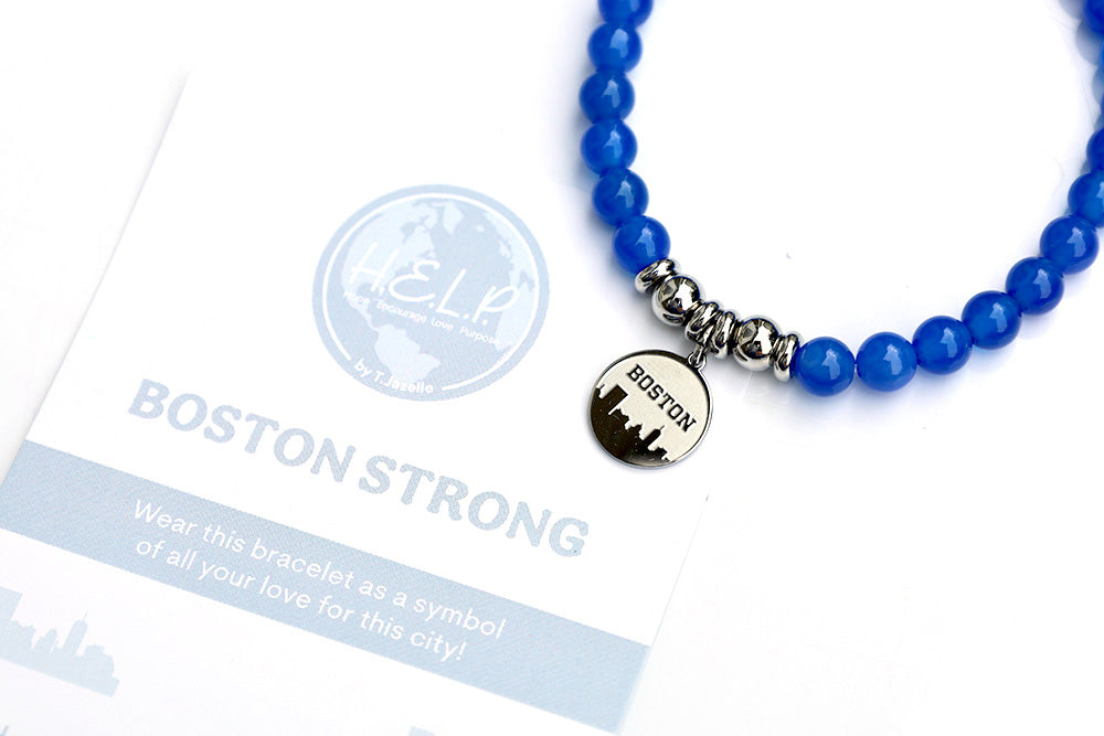 HELP by TJ Boston Strong Charm with Blue Agate Charity Bracelet