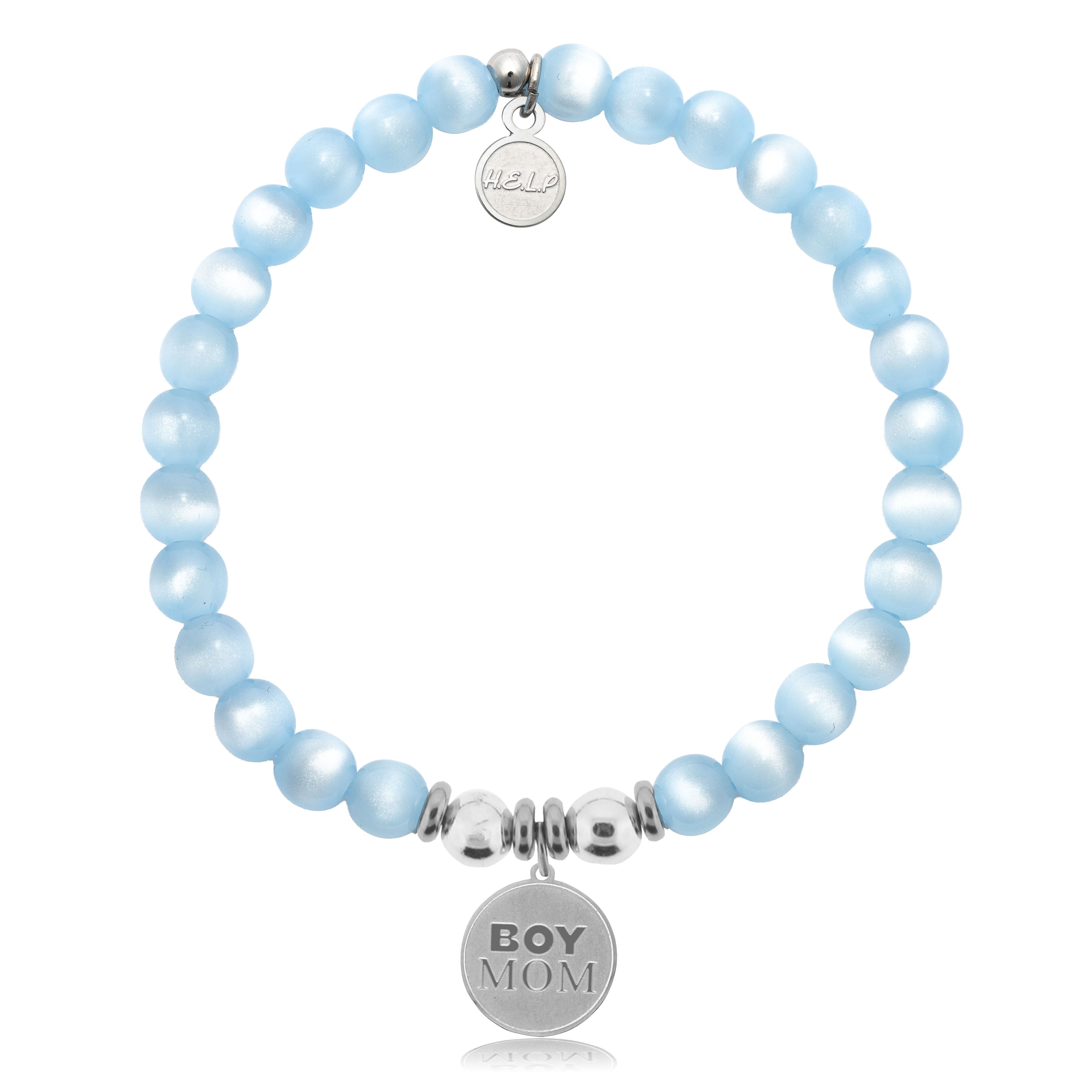 HELP by TJ Boy Mom Charm with Blue Selenite Charity Bracelet