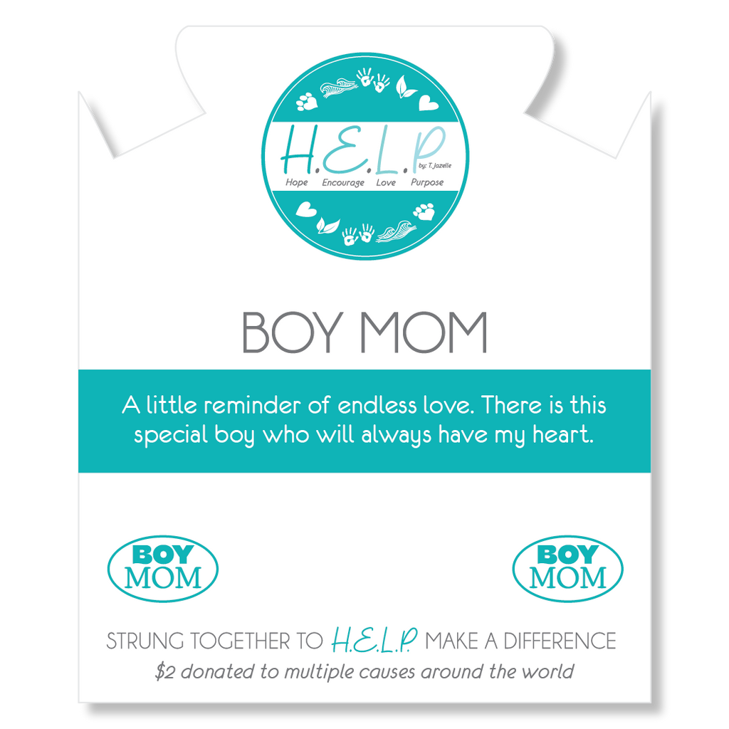 HELP by TJ Boy Mom Charm with Grey Stripe Agate Charity Bracelet