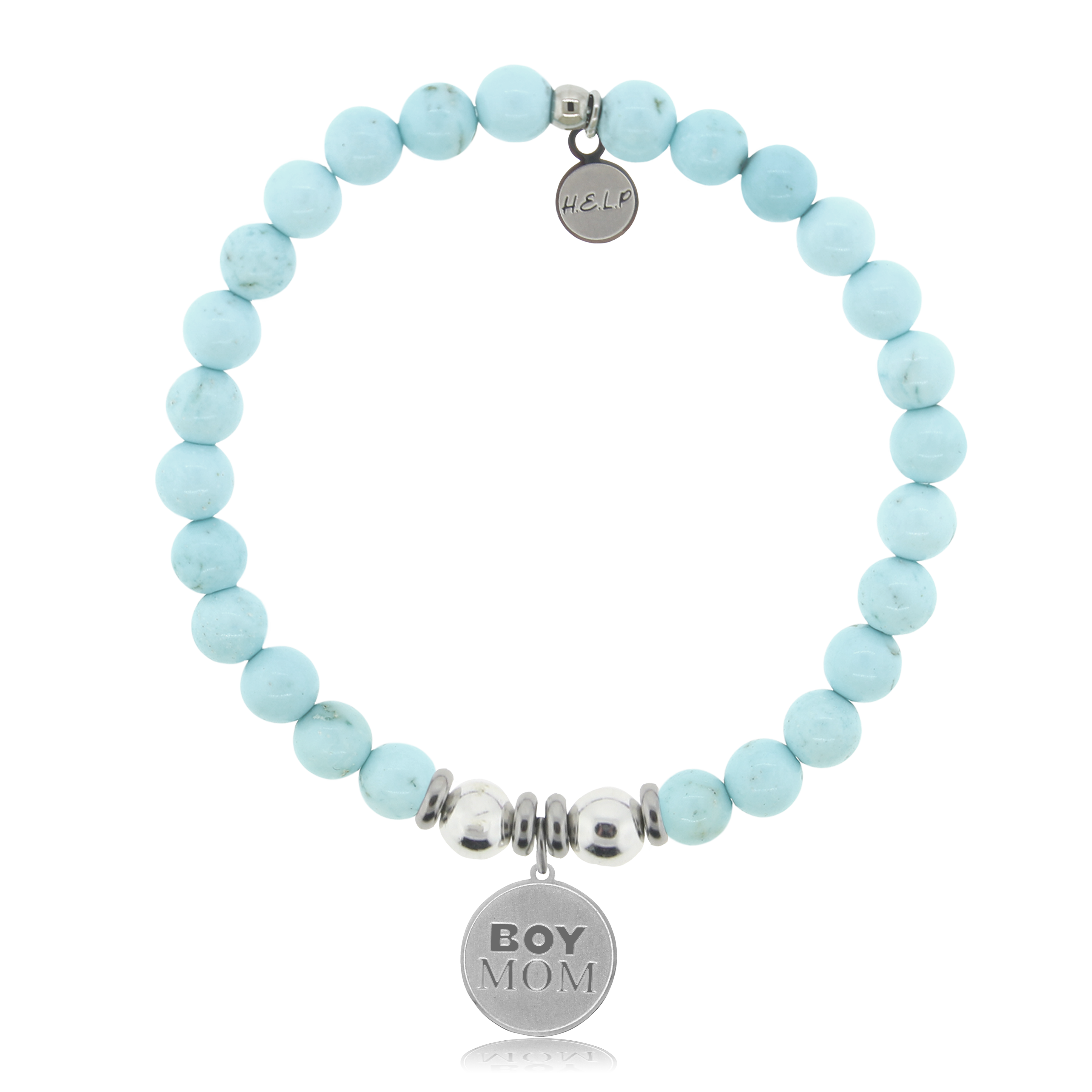 HELP by TJ Boy Mom Charm with Larimar Magnesite Charity Bracelet