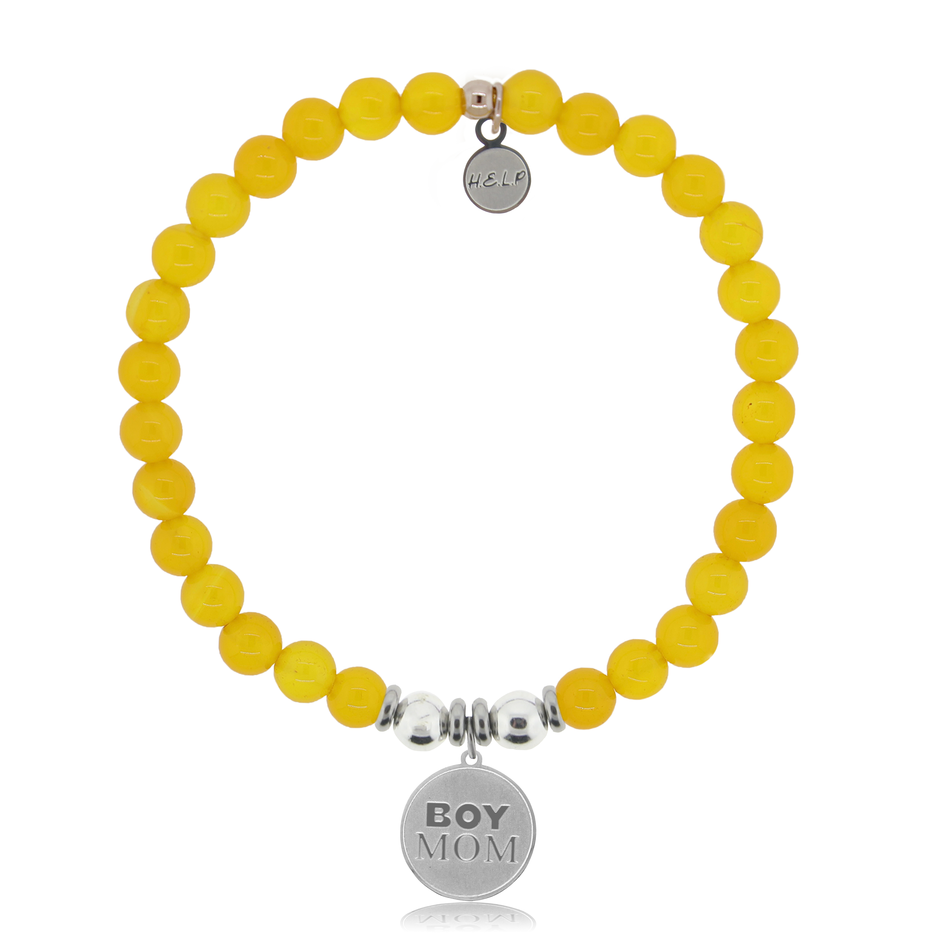 HELP by TJ Boy Mom Charm with Yellow Agate Charity Bracelet