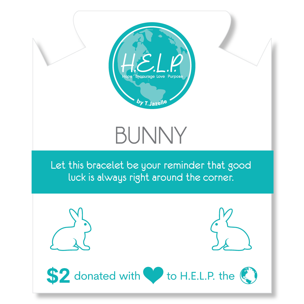 HELP by TJ Bunny Charm with Aqua Cats Eye Charity Bracelet