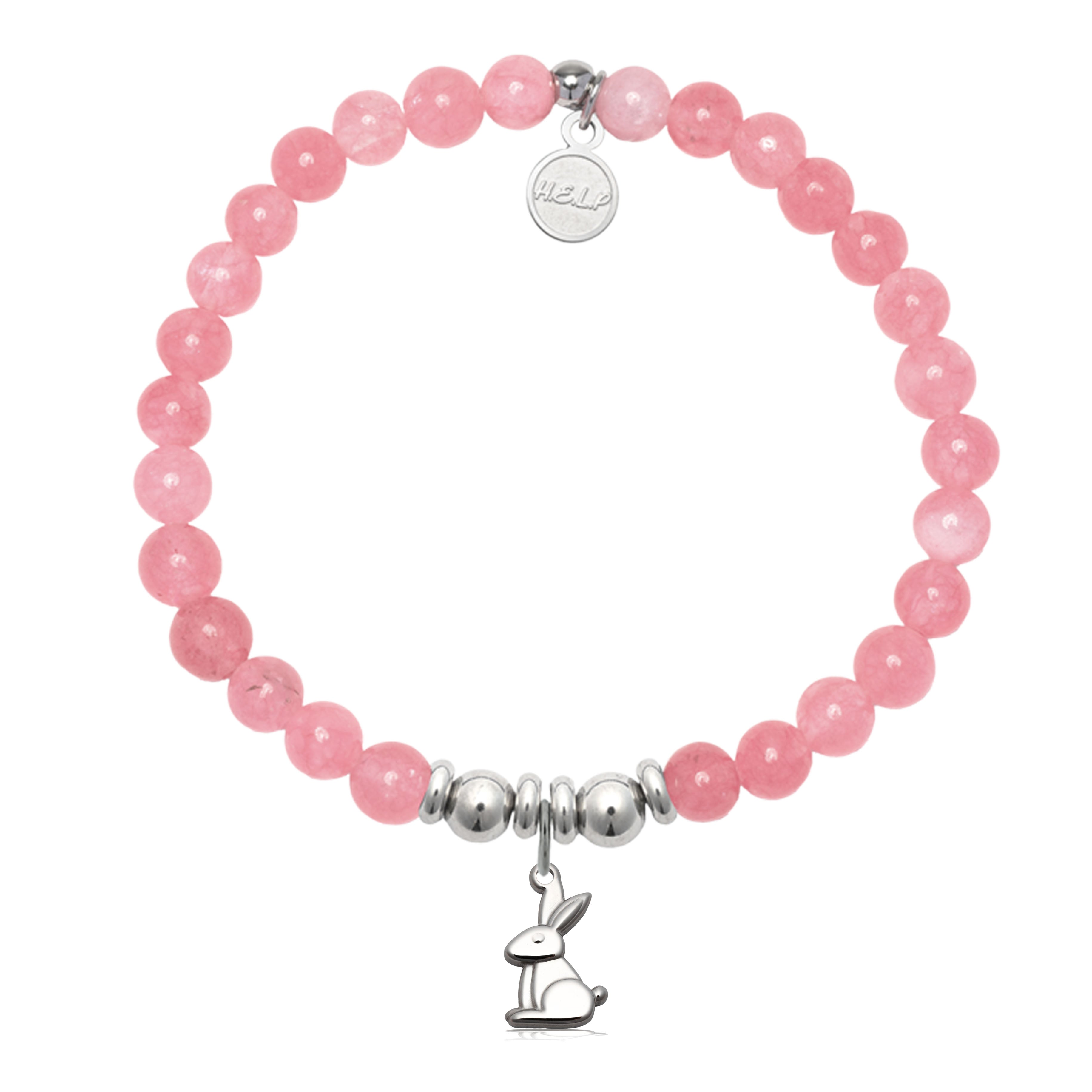 HELP by TJ Bunny Charm with Cherry Jade Charity Bracelet
