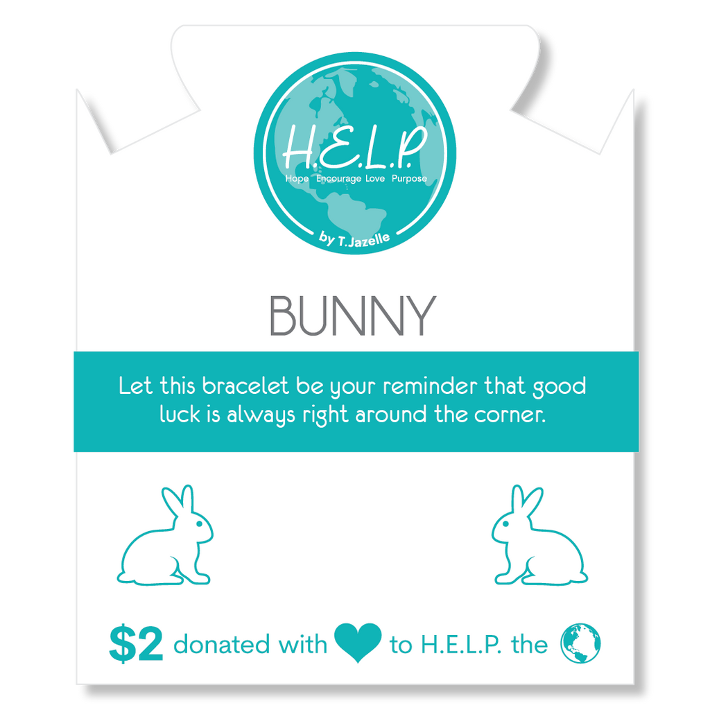 HELP by TJ Bunny Charm with Green Yellow Jade Charity Bracelet