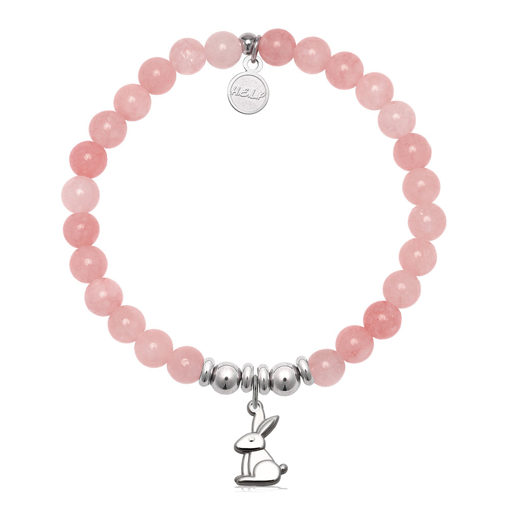 HELP by TJ Bunny Charm with Pink Jade Charity Bracelet