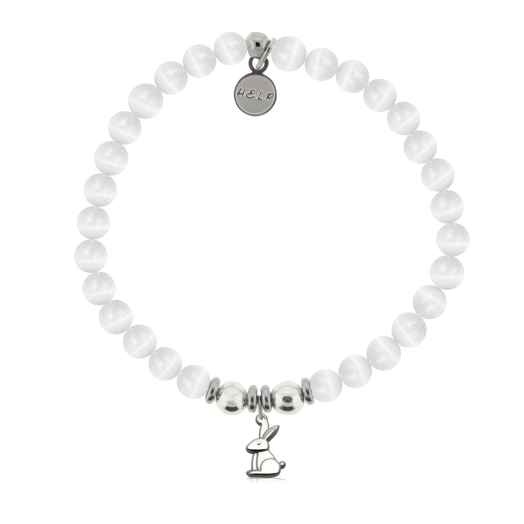HELP by TJ Bunny Charm with White Cats Eye Charity Bracelet