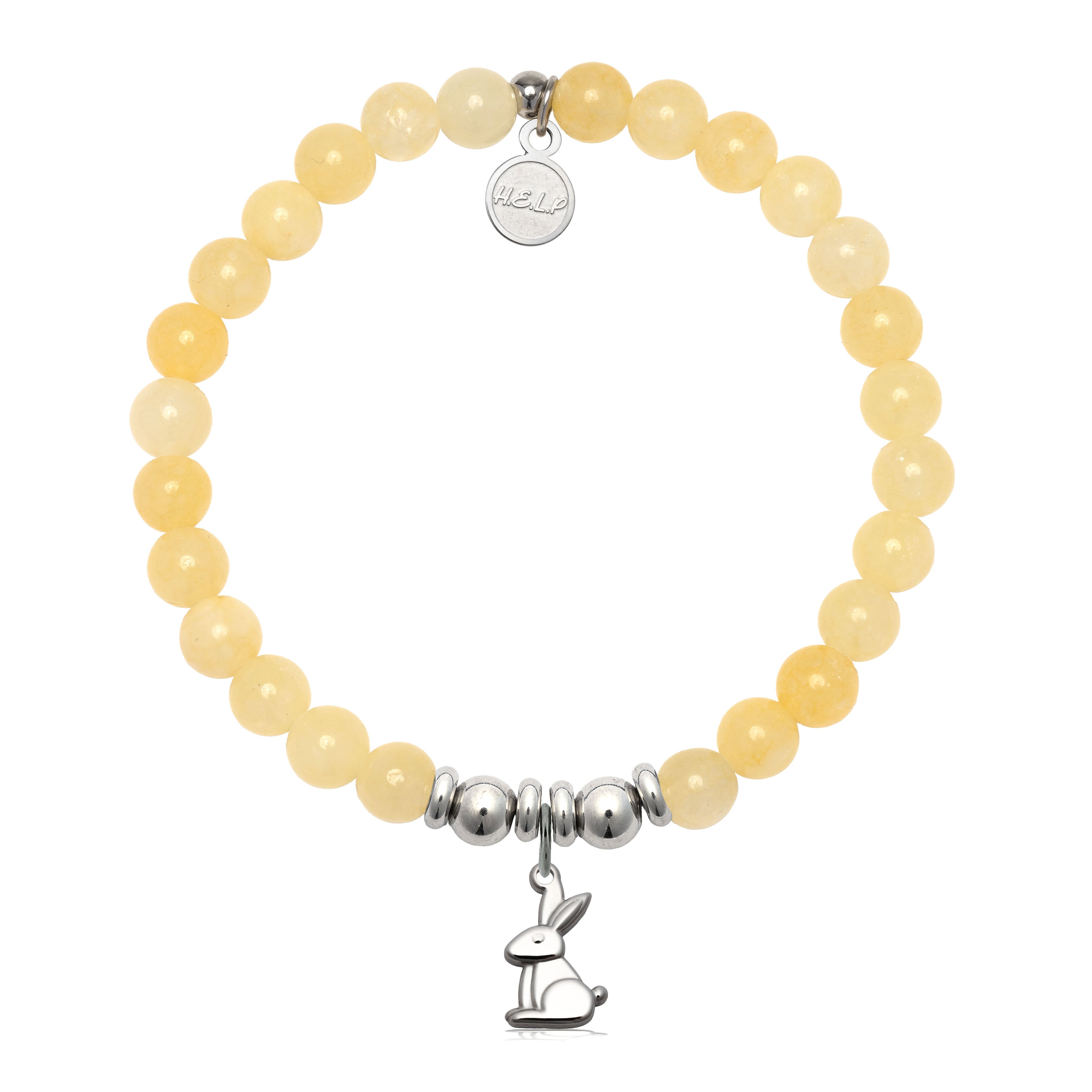 HELP by TJ Bunny Charm with Yellow Jade Charity Bracelet