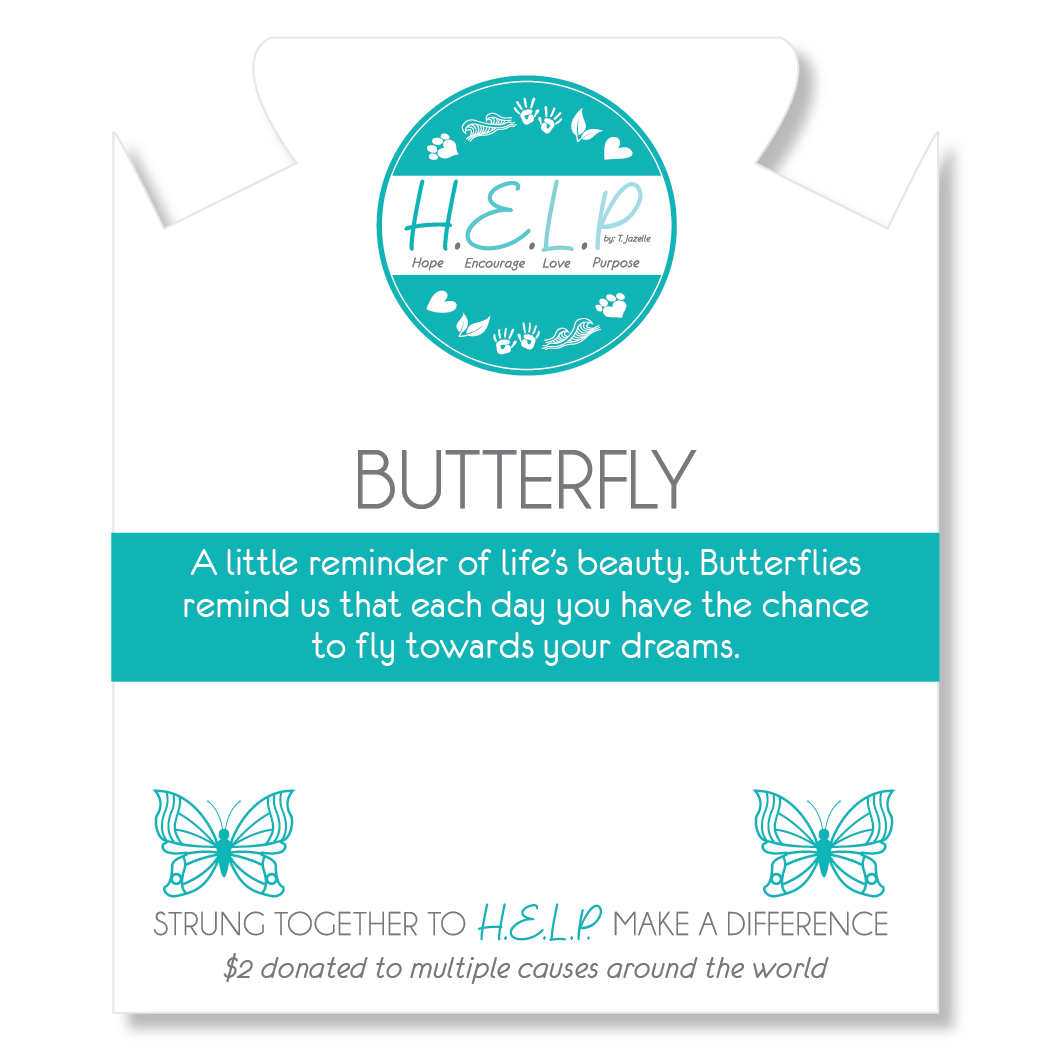 HELP by TJ Butterfly Charm with Blue Selenite Charity Bracelet