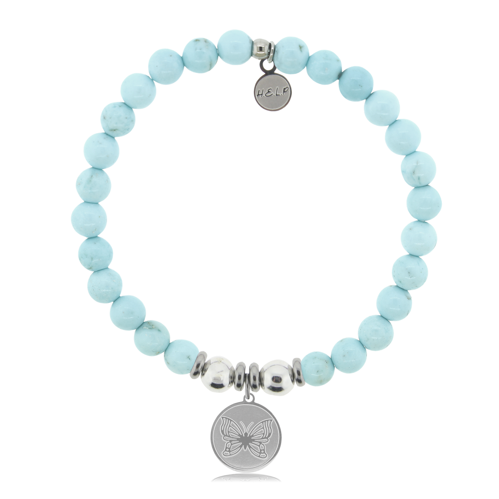 HELP by TJ Butterfly Charm with Larimar Magnesite Charity Bracelet