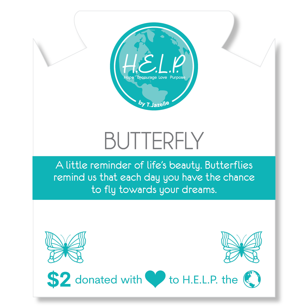 HELP by TJ Butterfly Charm with Peppermint Jade Charity Bracelet