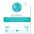 HELP by TJ Butterfly Charm with Pink Jade Charity Bracelet