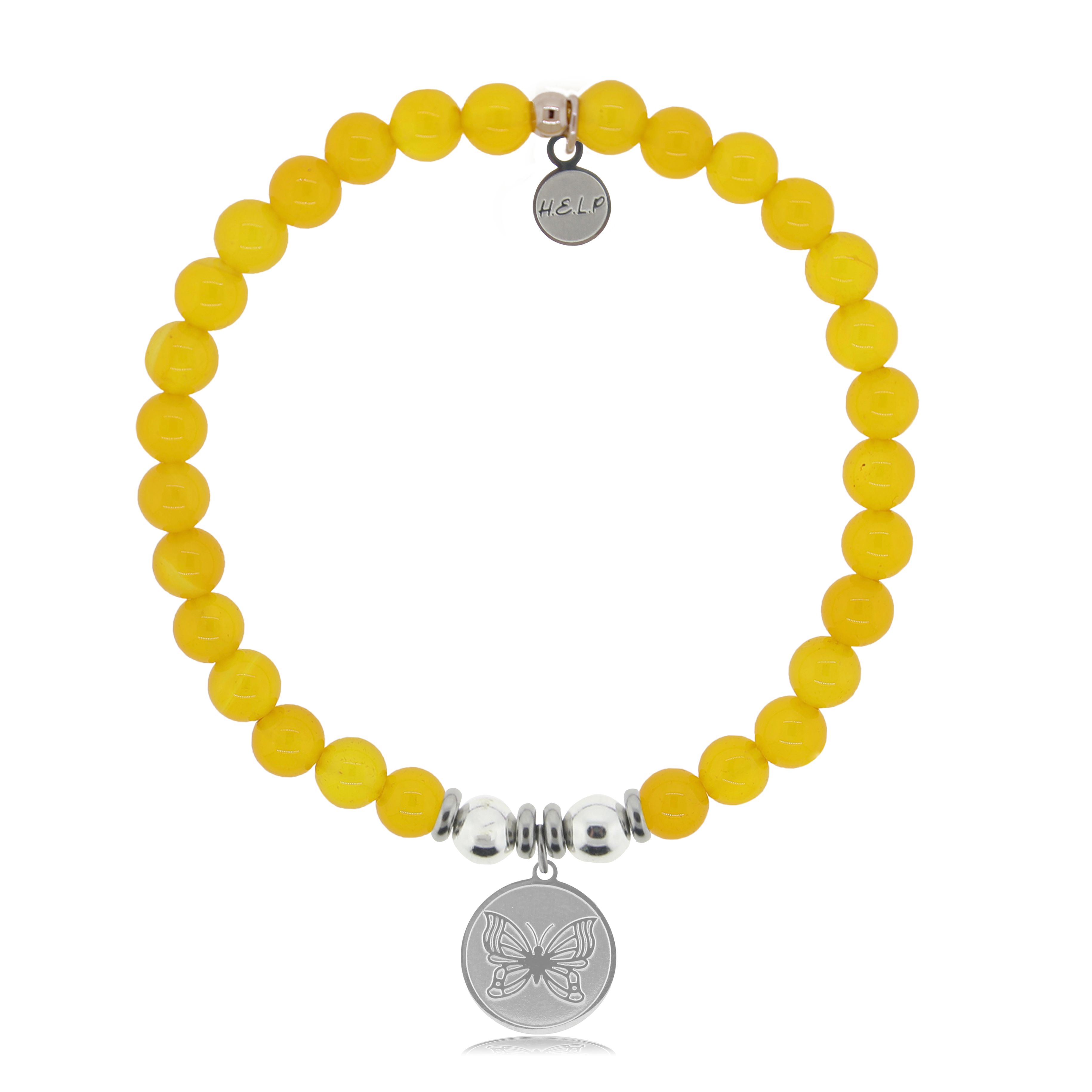 HELP by TJ Butterfly Charm with Yellow Agate Charity Bracelet