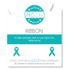 HELP by TJ Cancer Ribbon Charm with Aqua Cats Eye Charity Bracelet