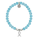 HELP by TJ Cancer Ribbon Charm with Blue Glass Shimmer Charity Bracelet