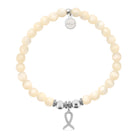 HELP by TJ Cancer Ribbon Charm with Natural Selenite Charity Bracelet