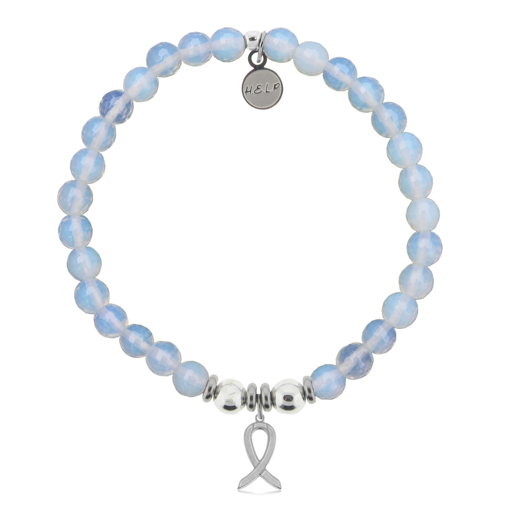 HELP by TJ Cancer Ribbon Charm with Opalite Charity Bracelet