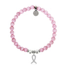 HELP by TJ Cancer Ribbon Charm with Pink Cats Eye Charity Bracelet