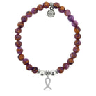 HELP by TJ Cancer Ribbon Charm with Purple Earth Quartz Charity Bracelet