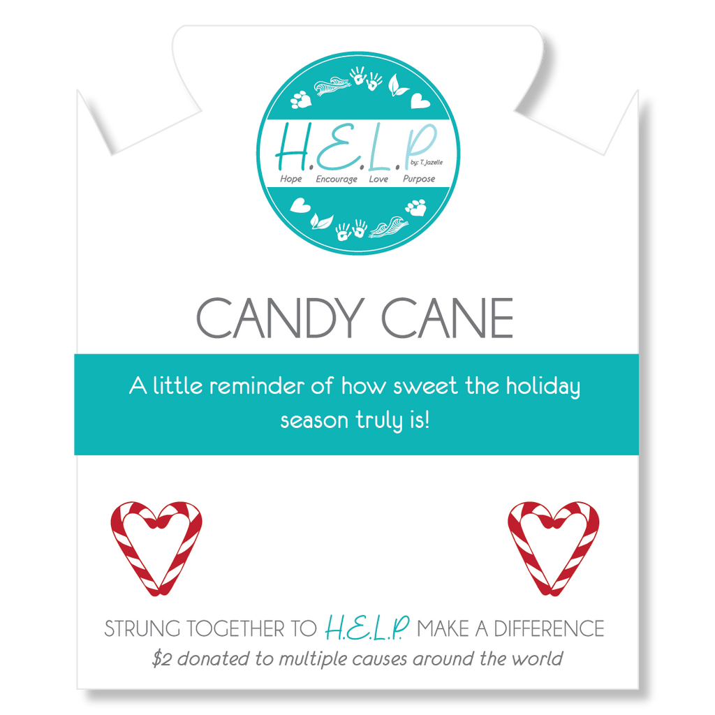 HELP by TJ Candy Cane Charm with Aqua Cats Eye Charity Bracelet