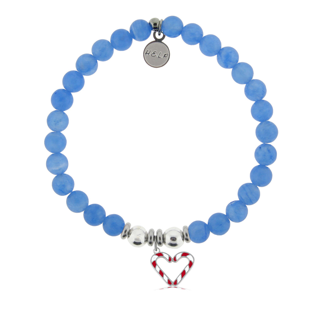 HELP by TJ Candy Cane Charm with Azure Blue Jade Charity Bracelet