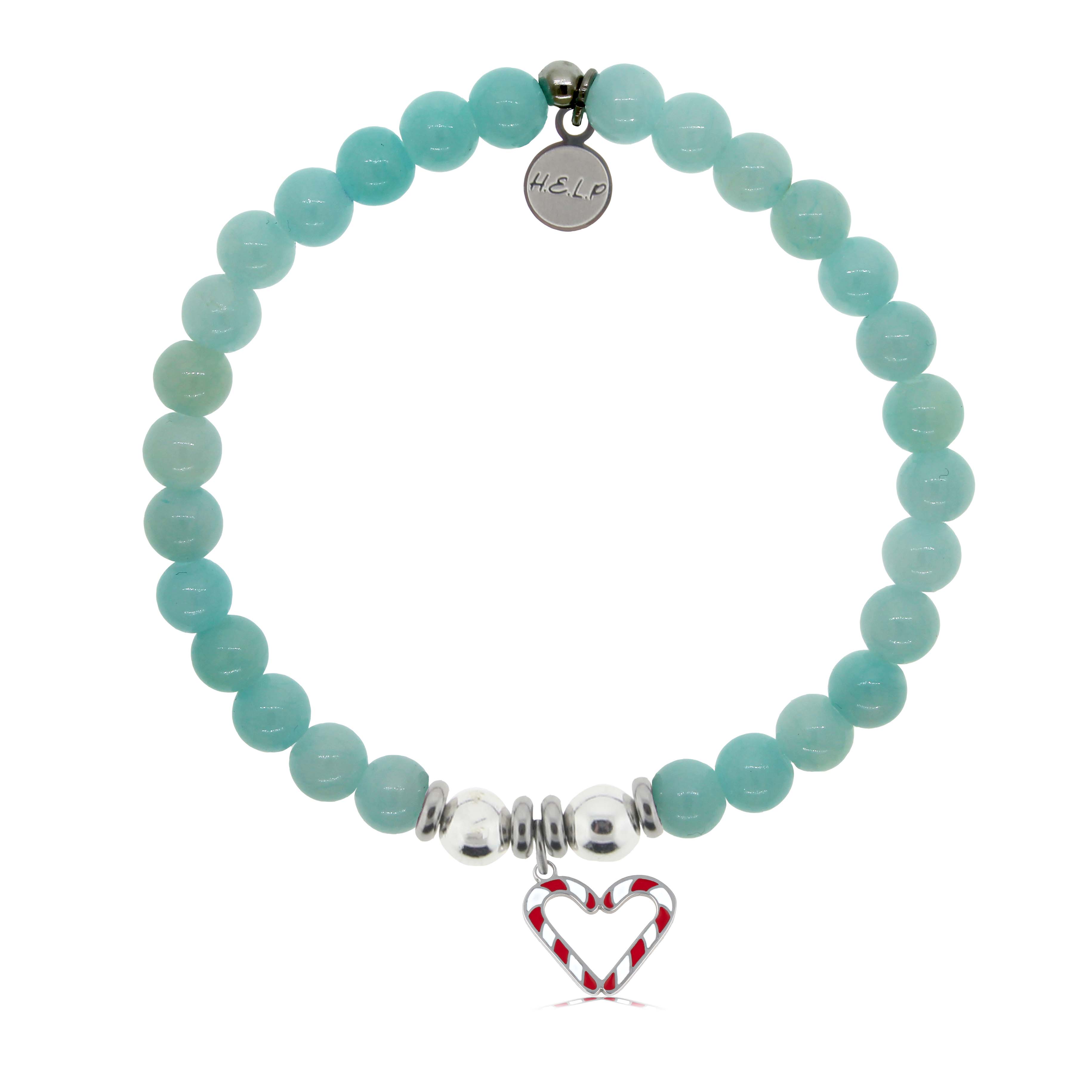 HELP by TJ Candy Cane Charm with Baby Blue Quartz Charity Bracelet