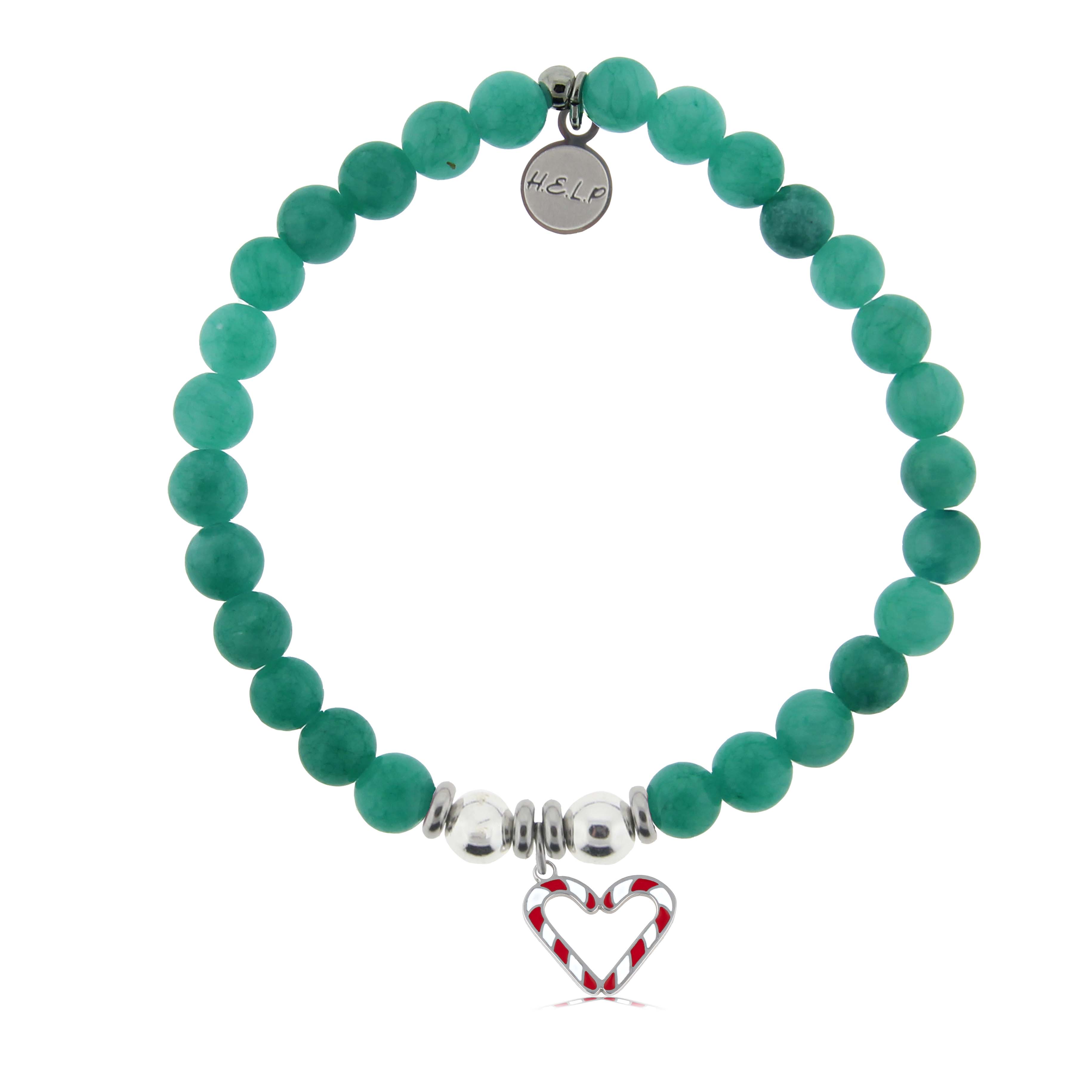 HELP by TJ Candy Cane Charm with Caribbean Jade Charity Bracelet