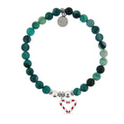 HELP by TJ Candy Cane Charm with Green Stripe Agate Charity Bracelet