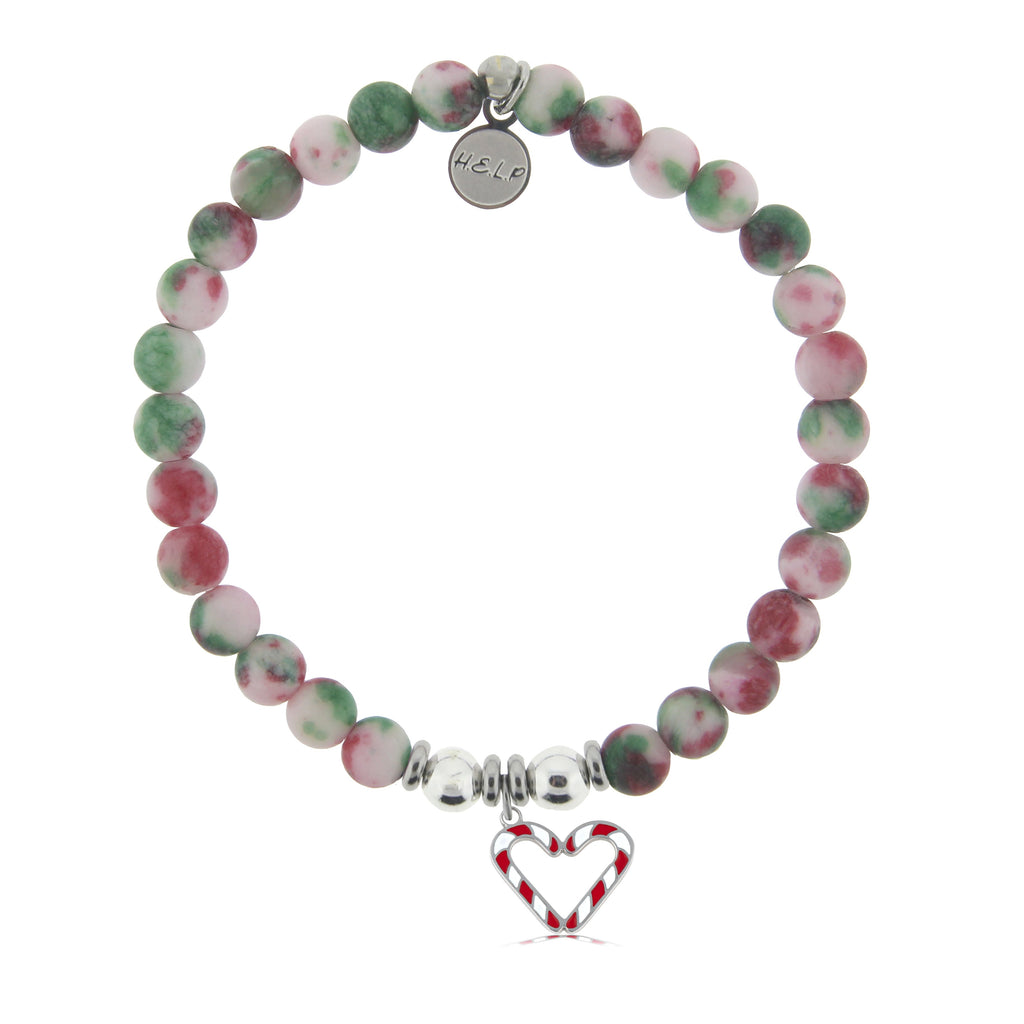 HELP by TJ Candy Cane Charm with Holiday Jade Charity Bracelet