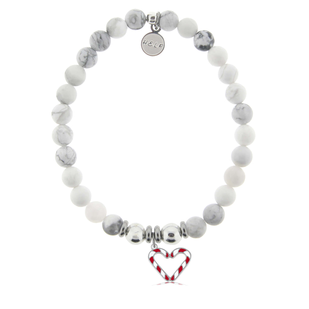HELP by TJ Candy Cane Charm with Howlite Charity Bracelet